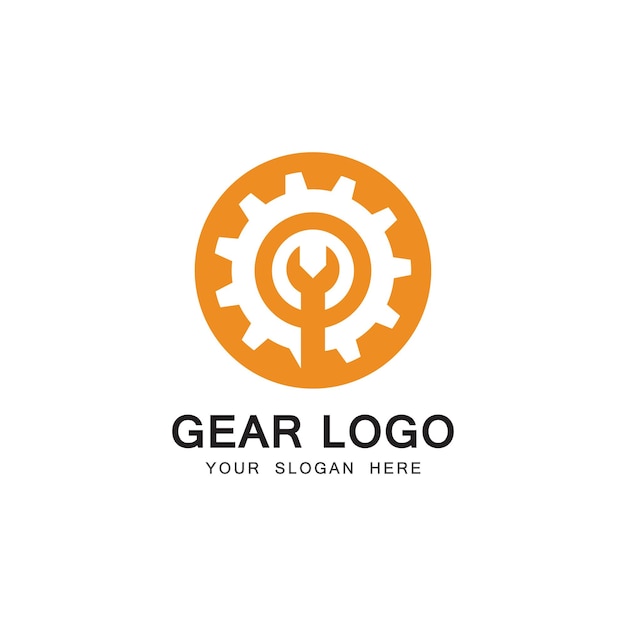 Wrench and Gear Cogwheel Icon Vector Flat Design