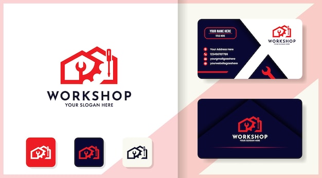 Wrench gear house logo design and business card
