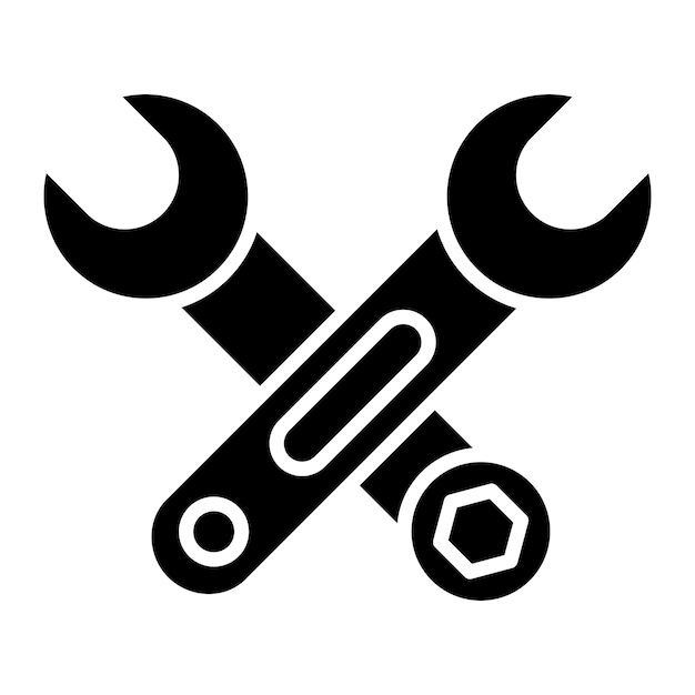 Wrench Glyph Solid Black Illustration