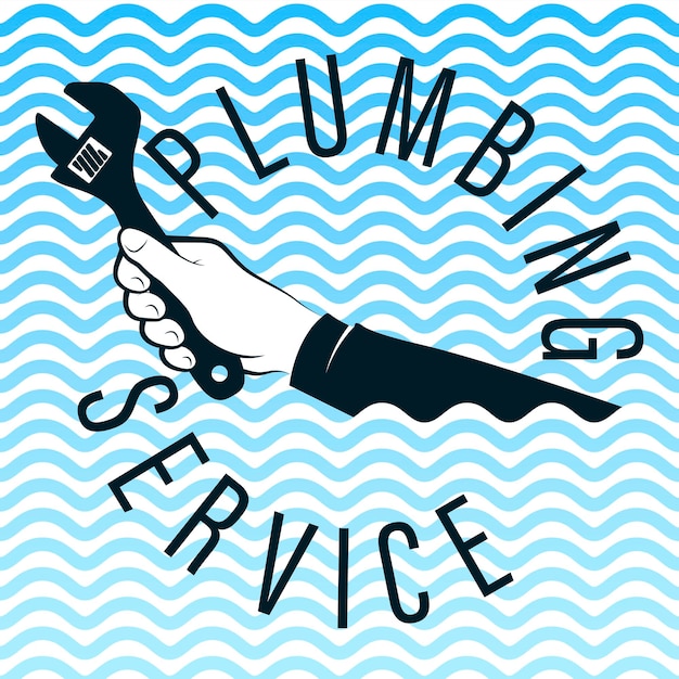 Wrench in hand plumbing banner