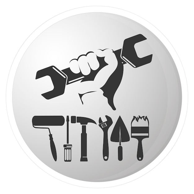 Wrench in hand and repair tool Symbol for repair and service