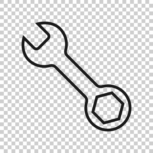 Икона ключа в плоском стиле Иллюстрация векторного ключа ключа на белом изолированном фоне Бизнес-концепция ремонтного оборудования