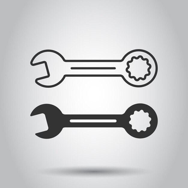 Вектор Икона ключа в плоском стиле иллюстрация векторного ключа ключа на белом изолированном фоне бизнес-концепция ремонтного оборудования