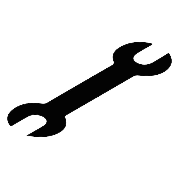 Изометрический черный значок гаечного ключа изолирован на белом фоне Векторная иллюстрация