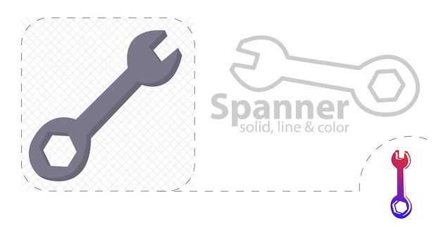 Wrench isolated flat illustration Wrench line icon