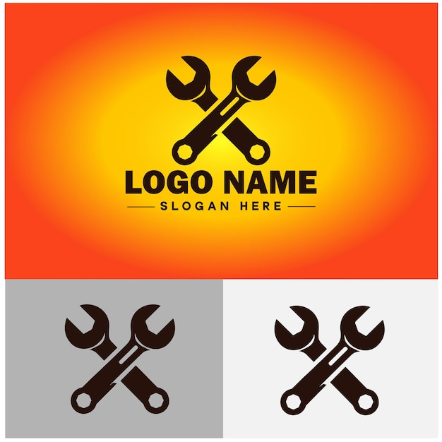 Vector wrench logo icon tools workshop auto car repair service shop working tools symbols vector logo