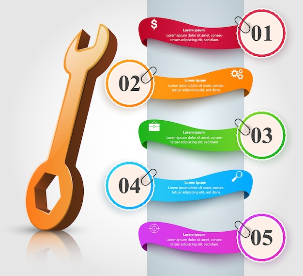 Chiave inglese, cacciavite, icona di riparazione. infografica di affari