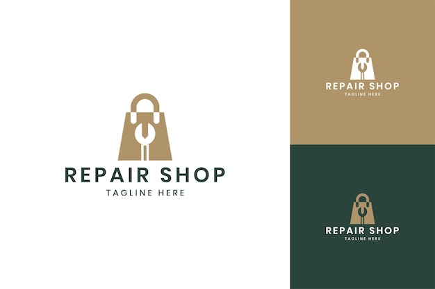 Wrench shop negative space logo design