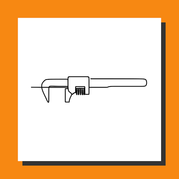 Vector wrench tools continuous line art