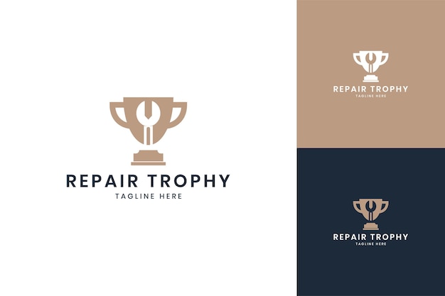 Wrench trophy negative space logo design