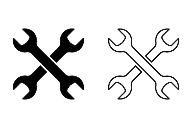 Wrench vector illustratie gekruiste sleutel pictogrammen