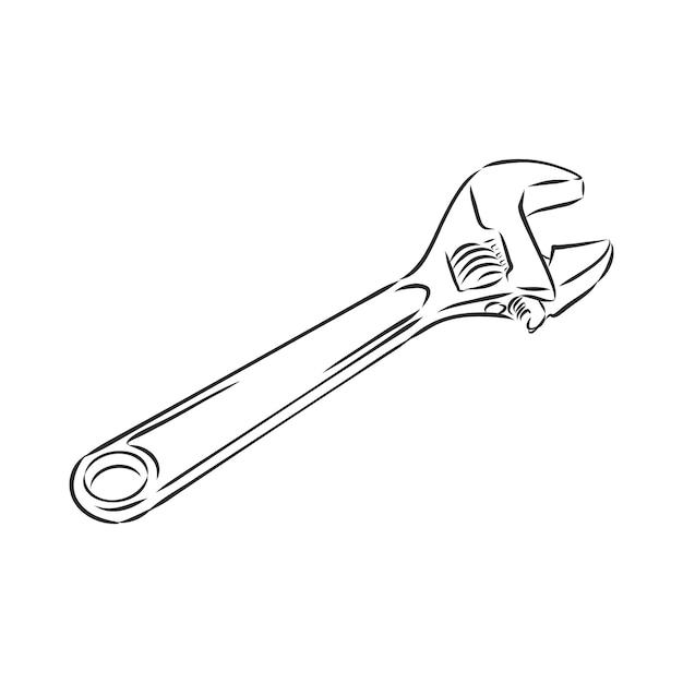 Wrench vector sketch illustration wrench hand drawn