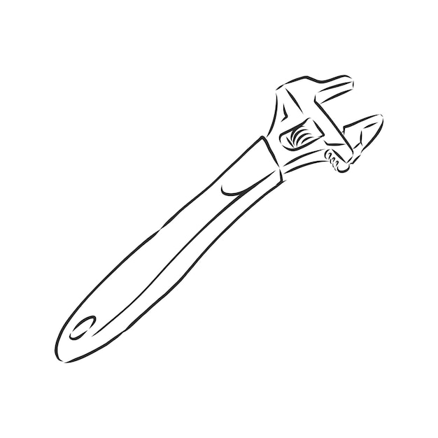 Wrench vector sketch illustration Wrench Hand drawn