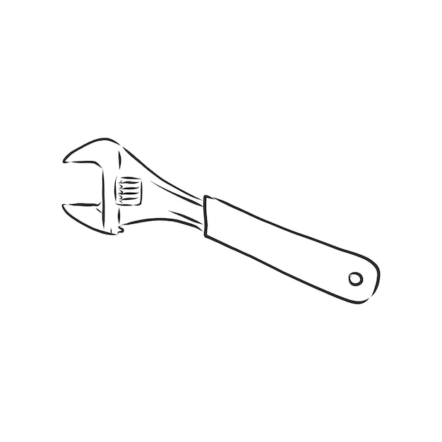 Wrench vector sketch illustration Wrench Hand drawn