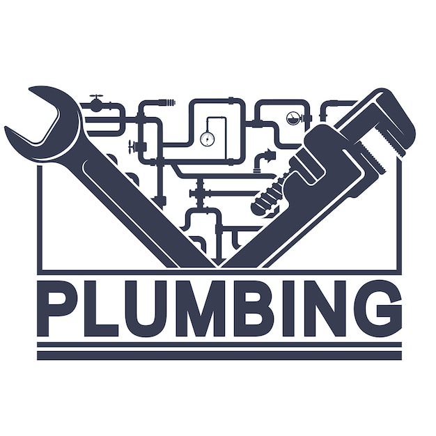 Vector wrench and water pipes plumbing repair