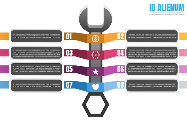 Wrench with ribbon tags infographic