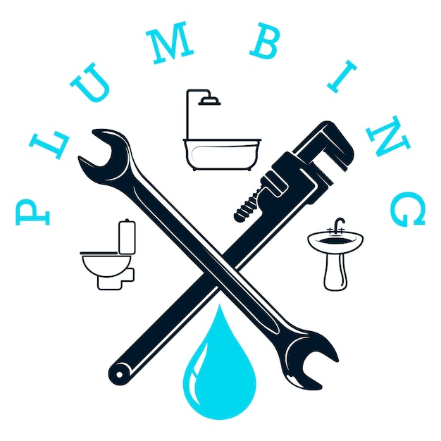 Vector wrenches and plumbing symbols design for plumbing repair