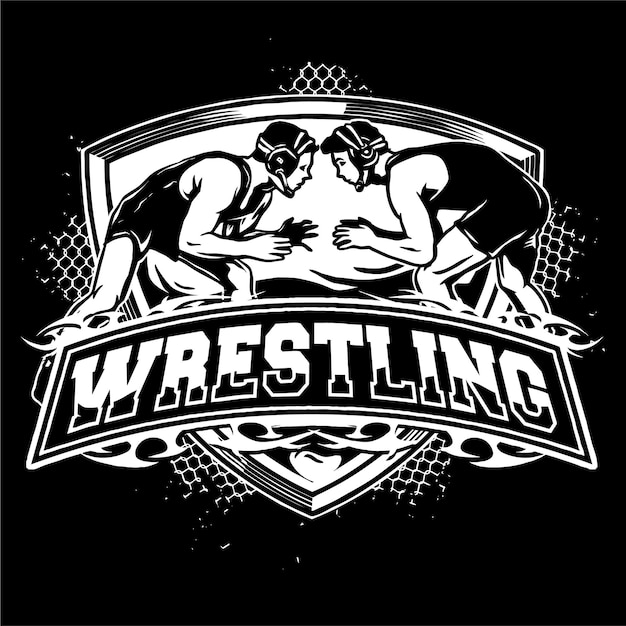 wrestling badge logo illustration