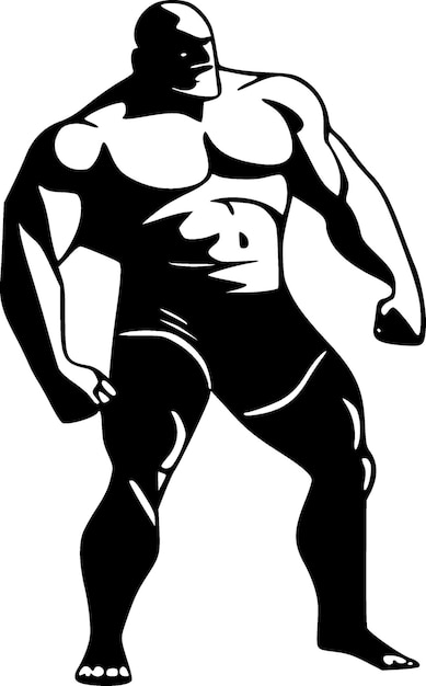 Wrestling Black and White Vector illustration