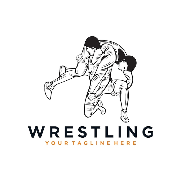 Wrestling logo vector design silhouette