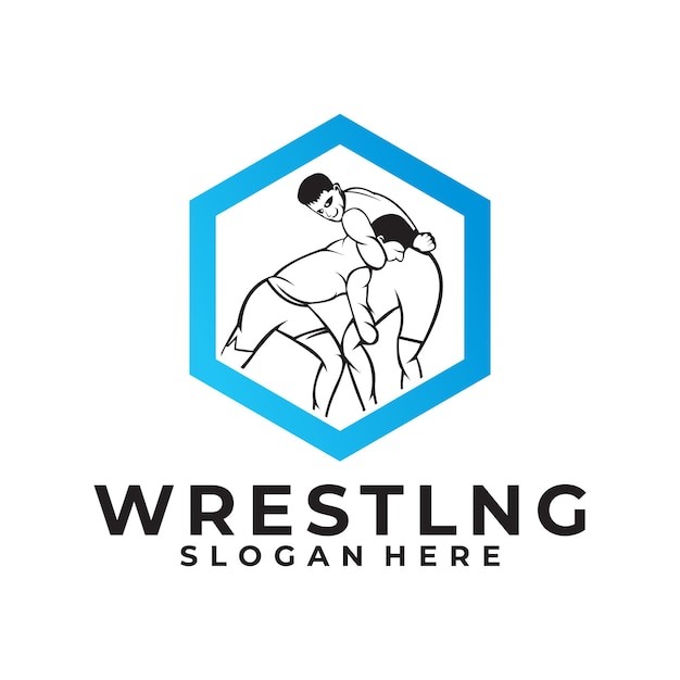 Wrestling logo vector design silhouette