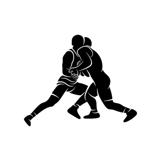 Wrestling logo vector template Illustration symbol Silhouette design