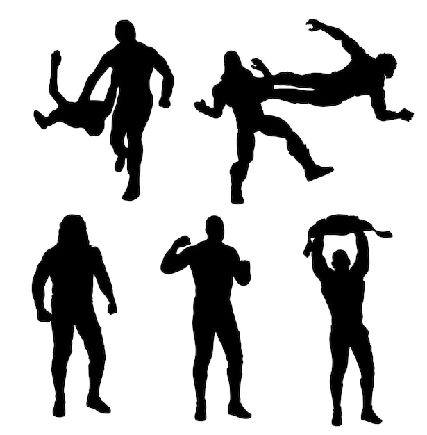 Vettore pacchetto silhouette wrestling