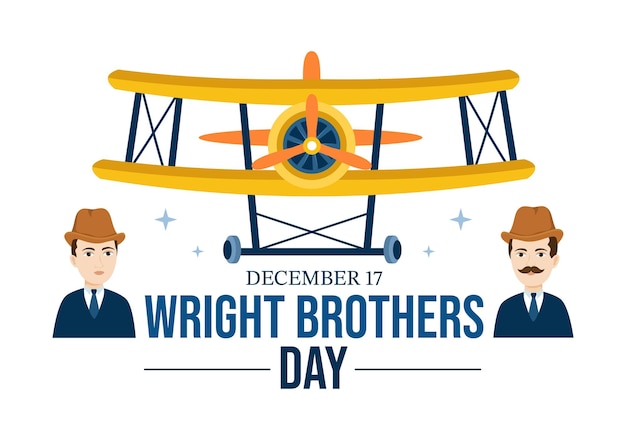 Wright Brothers Day op 17 december sjabloon Handgetekende Cartoon afbeelding