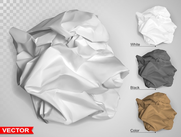 Vector wrinkled crumpled realistic carton paper ball