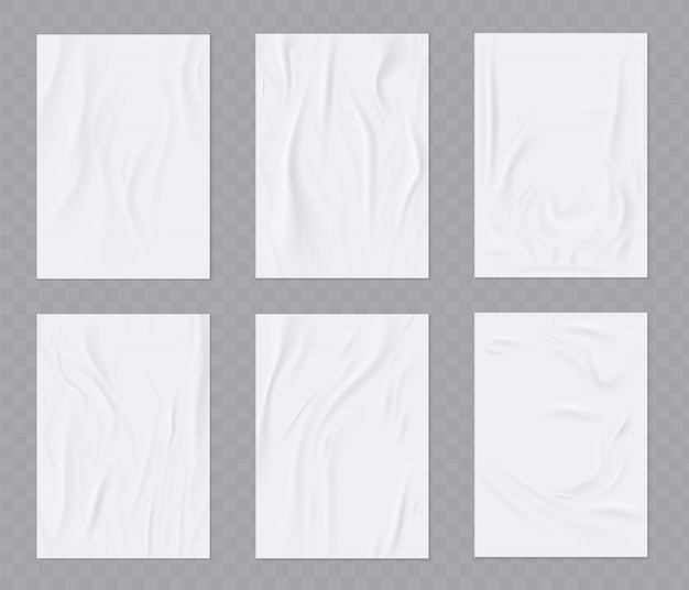 Vector wrinkled paper realistic template set