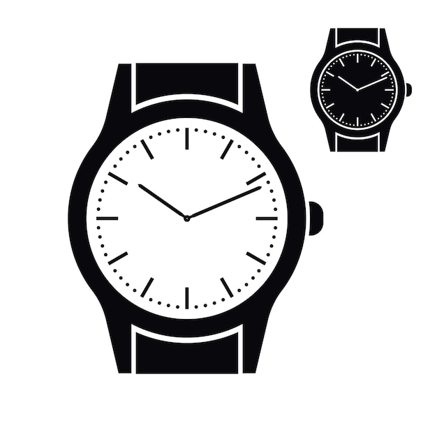 Icona di vettore dell'orologio da polso su priorità bassa bianca