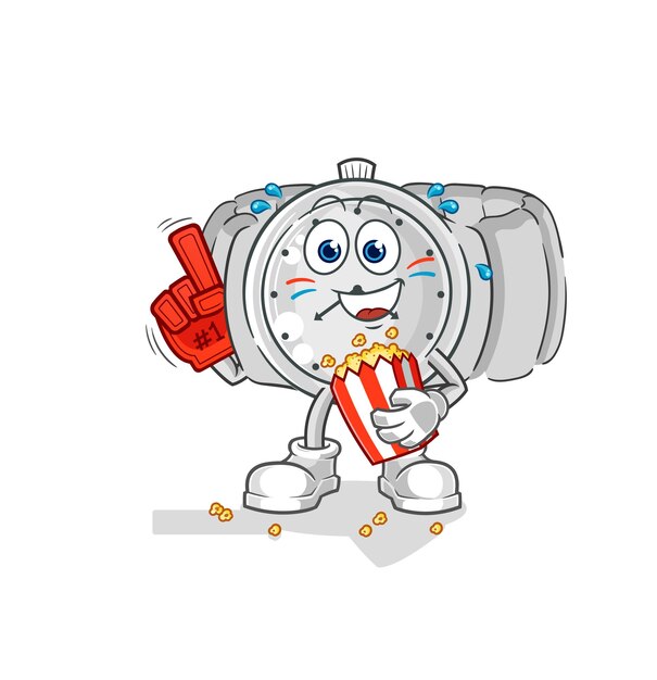 Wristwatch fan with popcorn illustration character vector