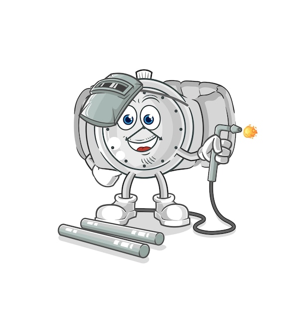 Wristwatch welder mascot cartoon vector