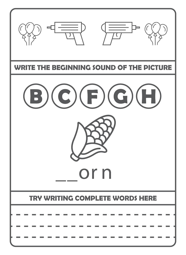 Vector write the beginning sound of the picture