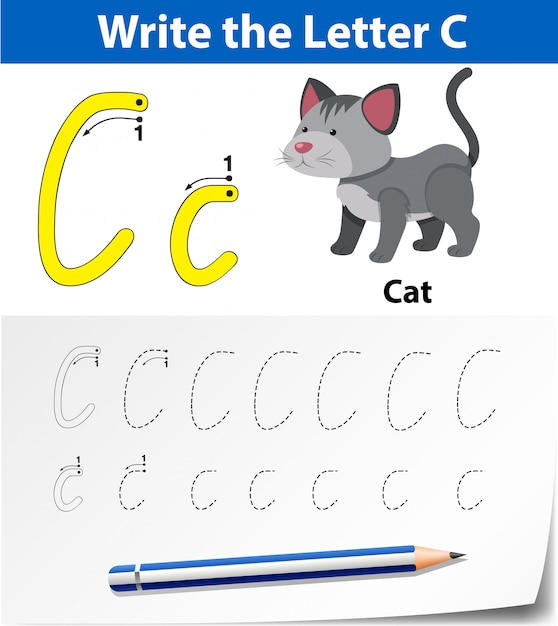 Vector write the letter c english card