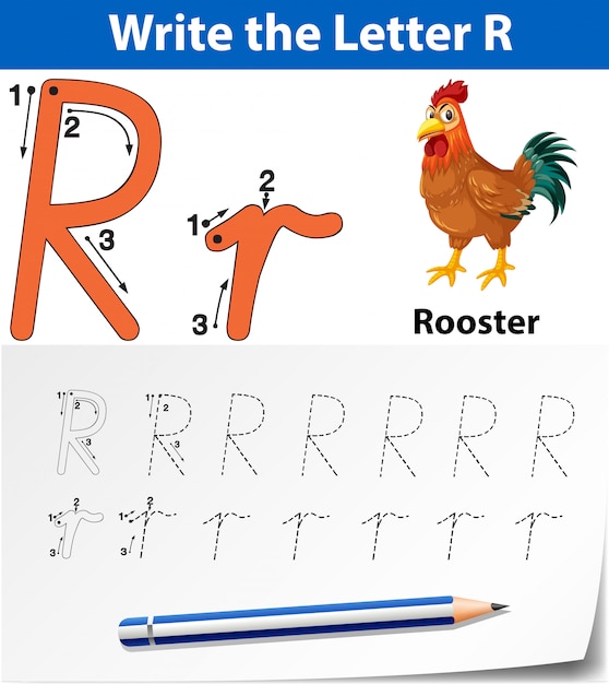 Vector write the letter r english card