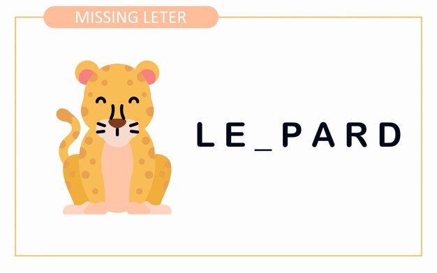 Write the missing letter Activity Worksheet for education leopard missing letter