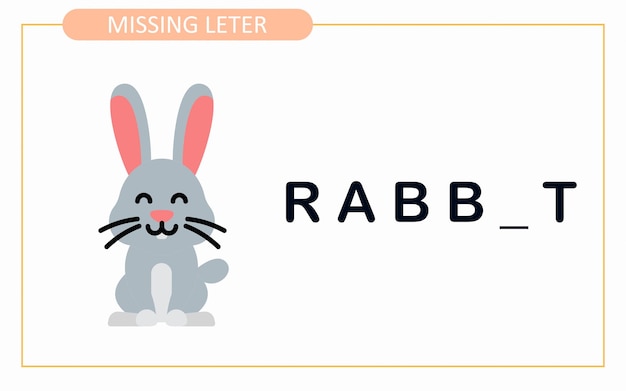 Write the missing letter Activity Worksheet for education Rabbit missing letter