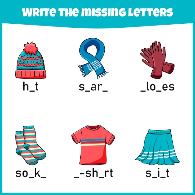 Write the missing letter. worksheet. fill in the missing letter.