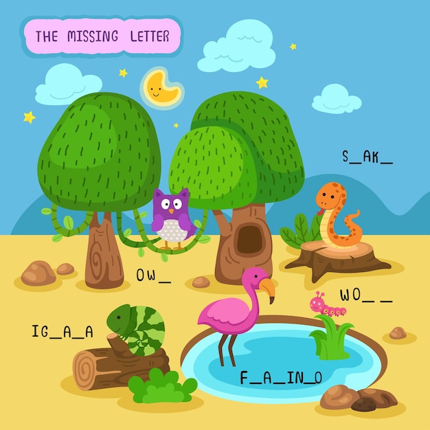 Write the missing letterillustration vector