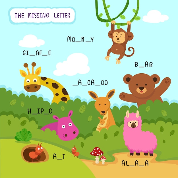 Write the missing letterillustration vector