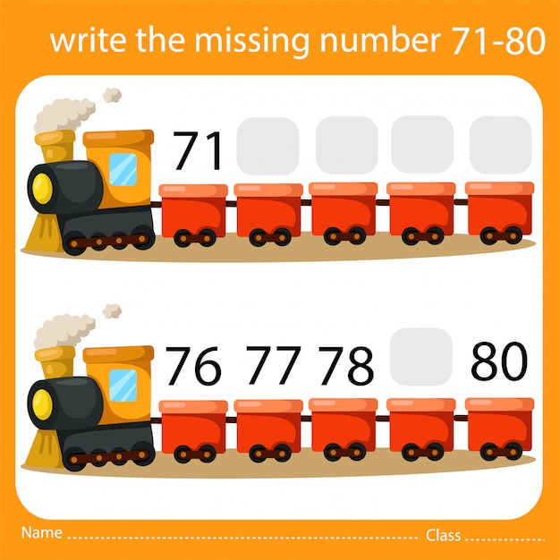 Write the missing number train eight