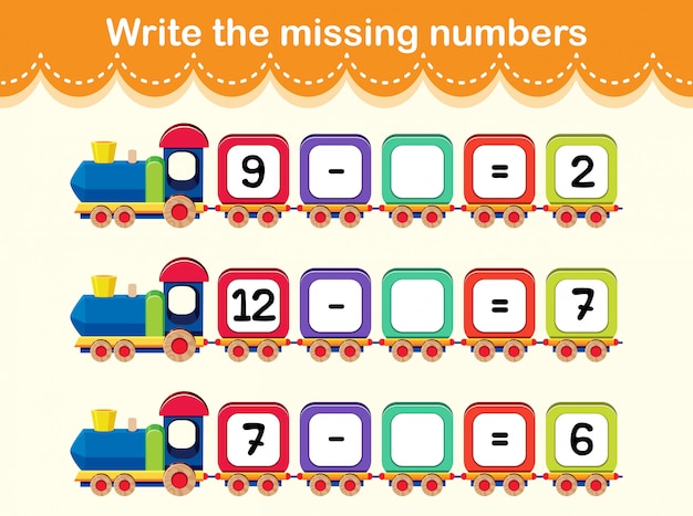 Write the missing numbers train concept