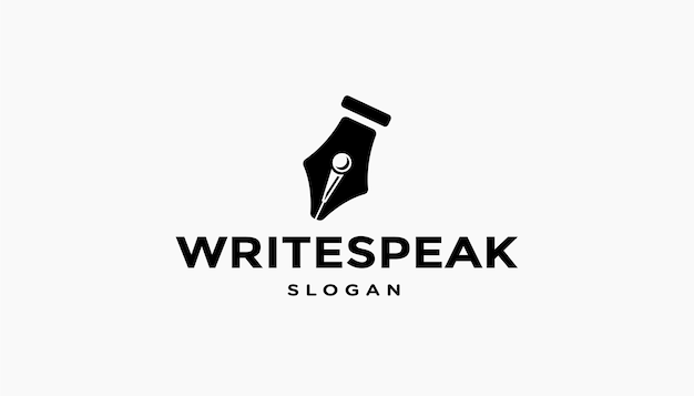 Вектор Написать speak pen шаблон значка микрофона с логотипом