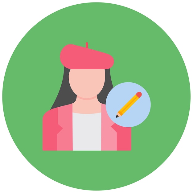 Writer Female Flat Illustration