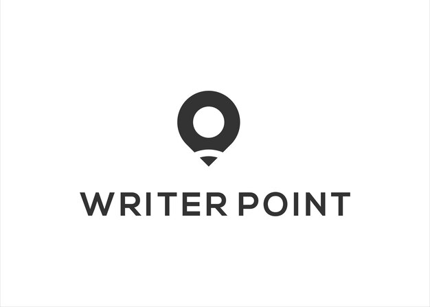 Writer point design. location pin shaped pencil pen logo vector template