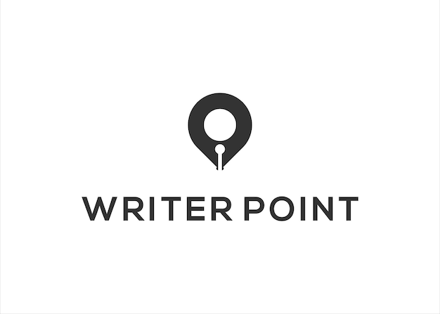 writer point design. Location pin shaped pencil pen logo vector template