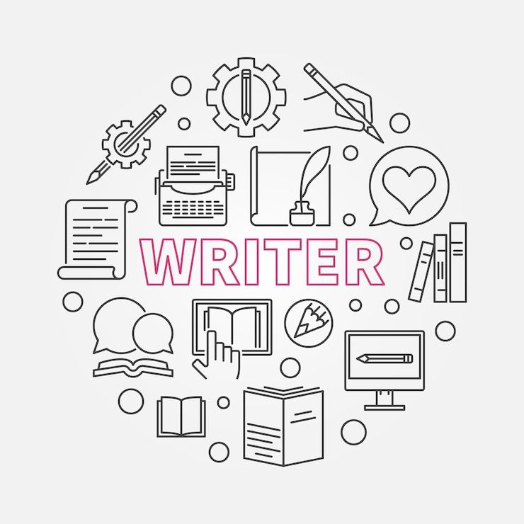 Vector writer vector round illustration made with line symbols