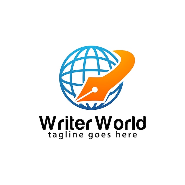 Writer world logo design template