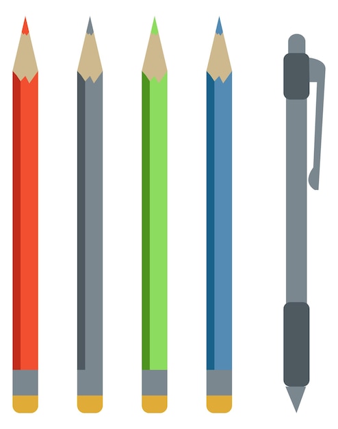 ベクトル 筆記具と描画ツール ペンと鉛筆のカラー アイコン